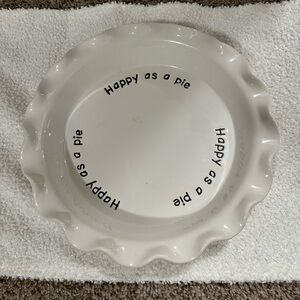 White Ceramic Pie Plate - "Happy as a Pie"